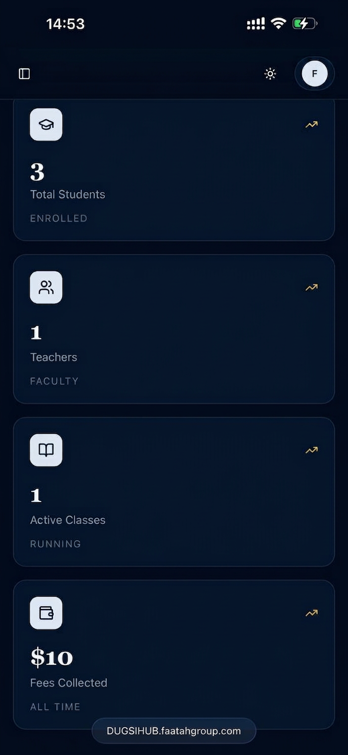 DugsiHub dashboard on mobile